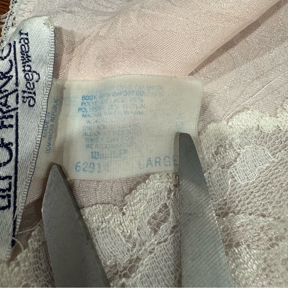Vintage Lily‎ Of France Pale Pink Polyester Sateen Lace Trim Nightgown Sz Large - Picture 6 of 13